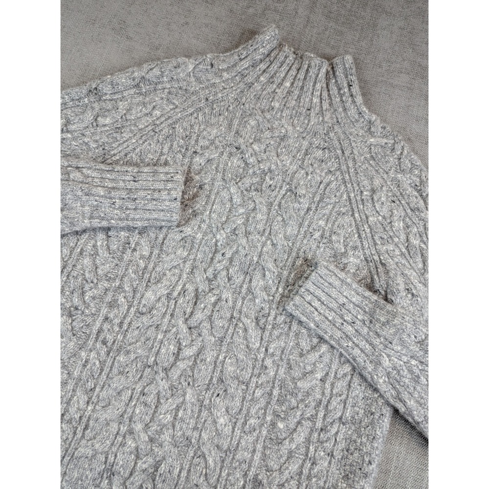 Polo Ralph Lauren Sweater Womens S Grey Cable Aran Knit Turtleneck Wool Blend